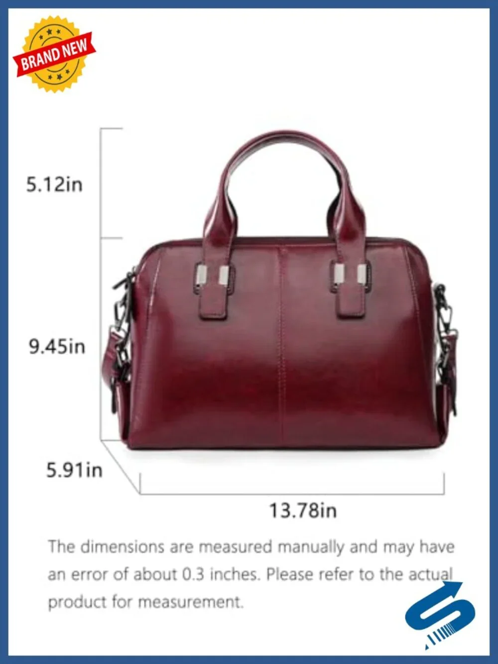 PU Leather Satchel Tote Bag with 3 Zipper Compartments
